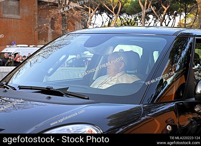 Pope Francis arrival in the Santa Sabina church in Rome for the Ash Wednesday mass, opening Lent, the forty-day period of abstinence and deprivation for...