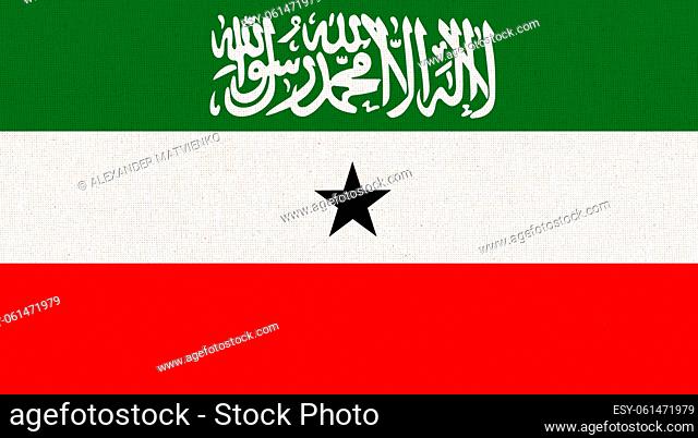 flag of Somaliland. flag of new African unrecognized state. flag of Republic of Somaliland on fabric surface. Fabric texture