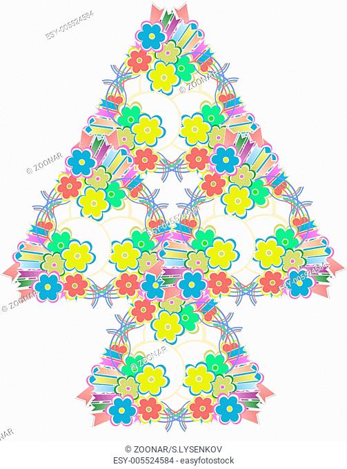Abstract flowers tree on white background