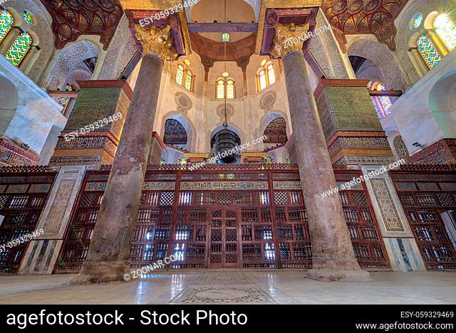 Interior view of  the mausoleum of Sultan Qalawun, part of Sultan Qalawun Complex built in 1285 AD, located in Al Moez Street, Cairo, Egypt