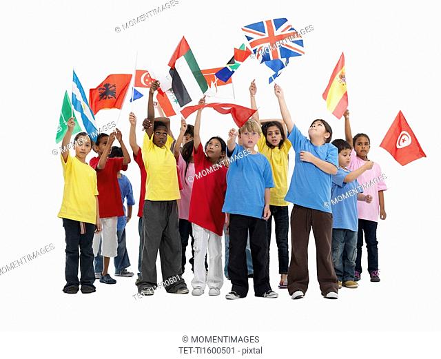 Children waving flags