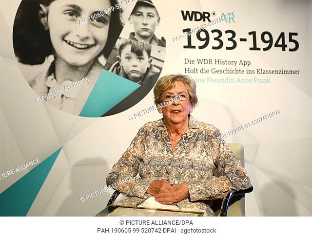 05 June 2019, North Rhine-Westphalia, Cologne: Jacqueline van Maarsen, Schulfreundin von Anne Frank, sitzt im Studio des WDR
