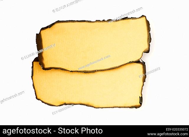 Burnt paper isolated on the white background