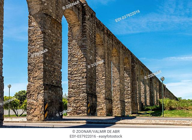 Ancient Roman aqueduct located in Evora, Portugal