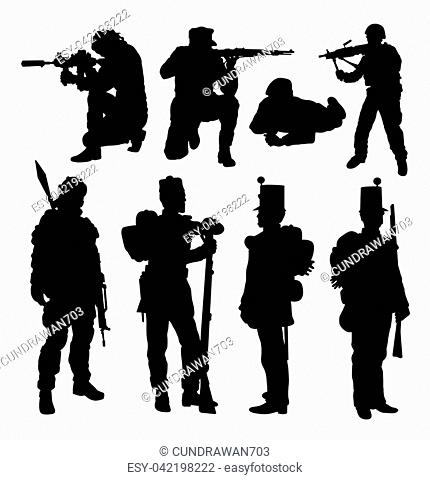 soldier, army, military, training and exercise silhouette. Good use for symbol, web icon, mascot, sticker design, game element, or any design you want