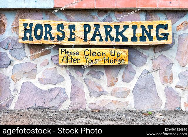 Horse Parking warning sign in Utah