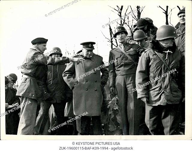 1945 - Mr. Churchill in Germany visit to 9th Army Front : The Prime Minister paid a visit to the Siegfried Line and saw the famous Citadel of Julich