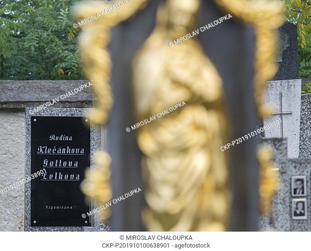 Karel Gott's family grave in Ujezd u Svateho Krize, Czech Republic, on October 10, 2019. Most popular Czech pop singer Karel Gott died at 80 on Tuesday