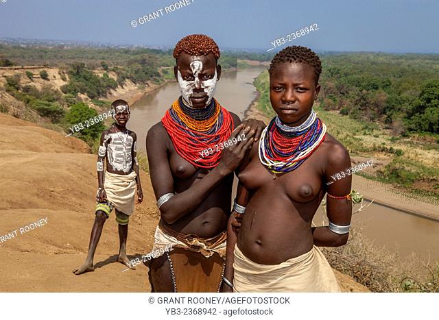 Young Women From The Karo Tribe, Kolcho Village, Omo Valley, Ethiopia