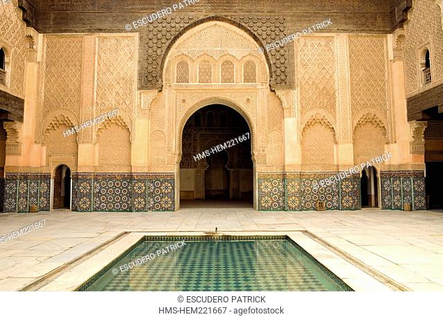 Morocco, Haut Altas, Marrakesh, imperial city, medina listed as World Heritage by UNESCO, Ben Youssef medersa Koranic school