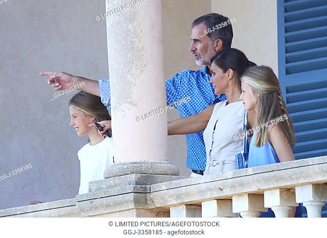 King Felipe VI of Spain, Queen Letizia of Spain, Crown Princess Leonor, Princess Sofia visited Son Marroig Museum at on August 8, 2019 in Deia, Spain