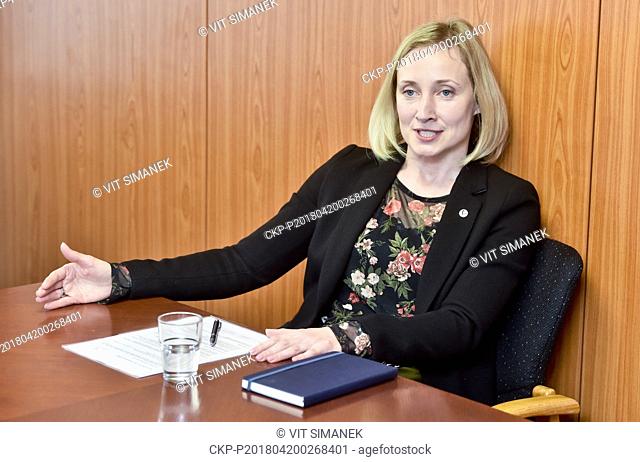 CzechInvest new CEO Silvana Jirotkova speaks during the interview for the Czech News Agency (CTK) in Prague, Czech Republic, on April 19, 2018