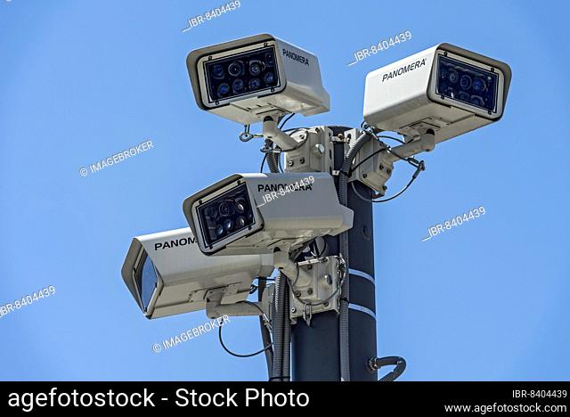 Surveillance cameras in public spaces, surveillance, Panomera cameras by Dallmeier electronic, Frankfurt am Main, Hesse, Germany, Europe