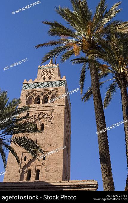 Minaret of the Koutoubia (the 'Booksellers') Mosque, Marrakech, Morocco | NONE |