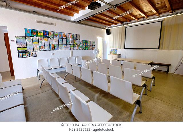 Audiovisual room, Centro de Interpretación es Amunts, Sant Llorenç, termino de Sant Joan de Labritja, Ibiza, Balearic Islands, Spain