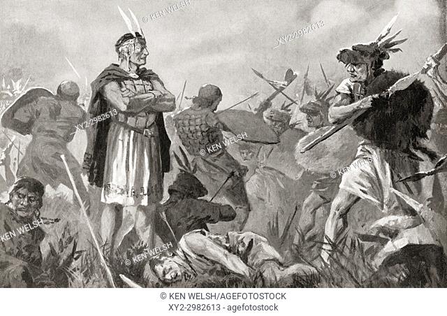The defeat of Huascar by his brother Atauhualpa in 1532. Huáscar Inca, 1503-1532. 13th Inca emperor. Atahualpa, aka Atahuallpa, Atabalipa or Atawallpa, c