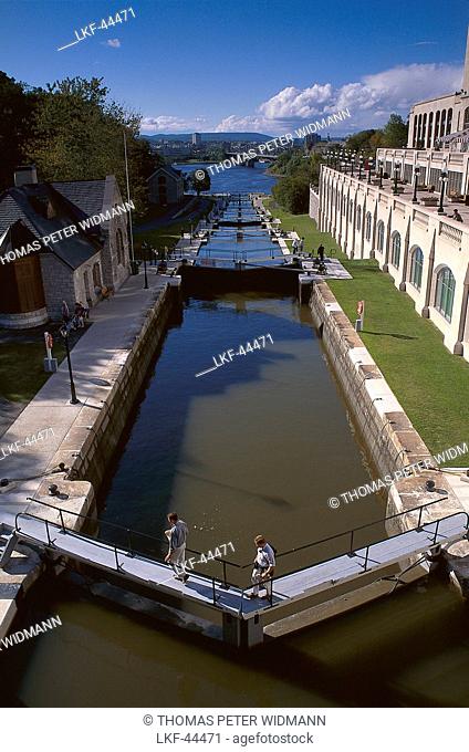 Locks at Rideau Canal, Ottawa, Quebec, Canada, North America, America