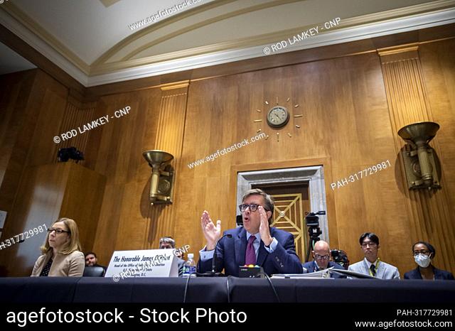 James O'Brien, Head of the Office of Sanctions Coordination, U.S. Department of State, responds to questions during a Senate Committee on Foreign Relations...
