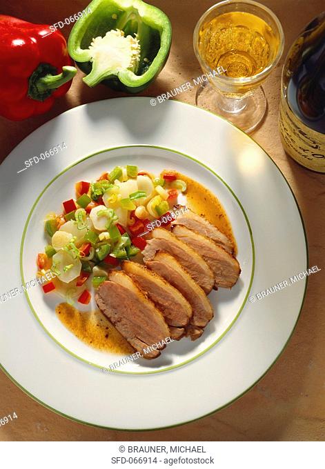 Marinated Duckling Breast with Vegetables