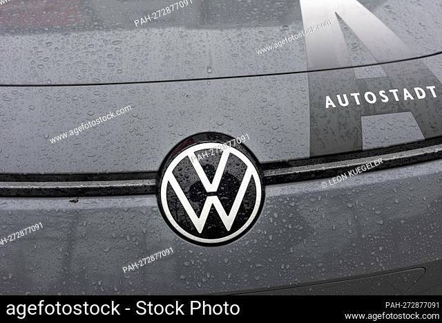 The logo of the car manufacturer Volkswagen (VW) is on a vehicle at the Autostadt site in Wolfsburg, Germany, 03 February 2022