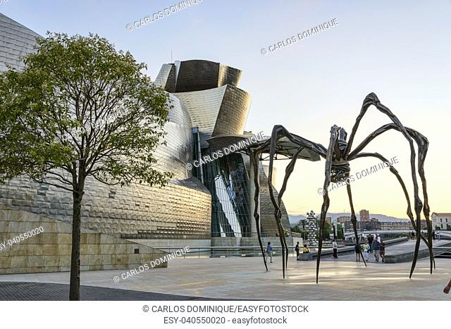 Giant spider sculpture in front of the Guggenheim Bilbao Museum