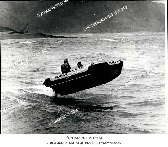 Apr. 04, 1968 - New rescue craft designed by schoolboys: A prototype rescue craft pictured during trials at Lyme Regis, Dorset . powered byb a 50 h.p