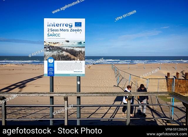 Illustration picture shows dunes research projects at the sea shore, in Oostende, Thursday 02 February 2023. In front of the existing sea wall