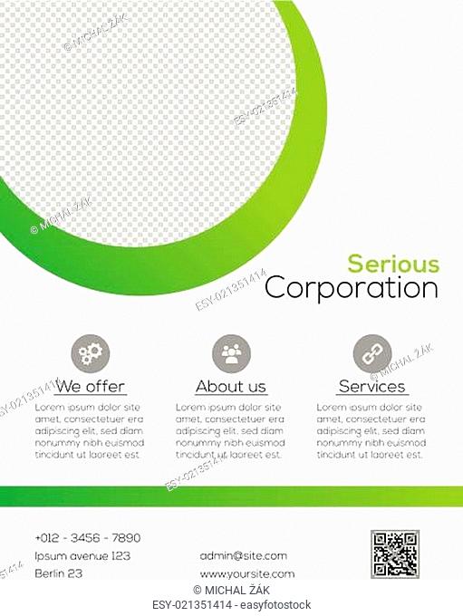 Business flyer template - simple white and green design
