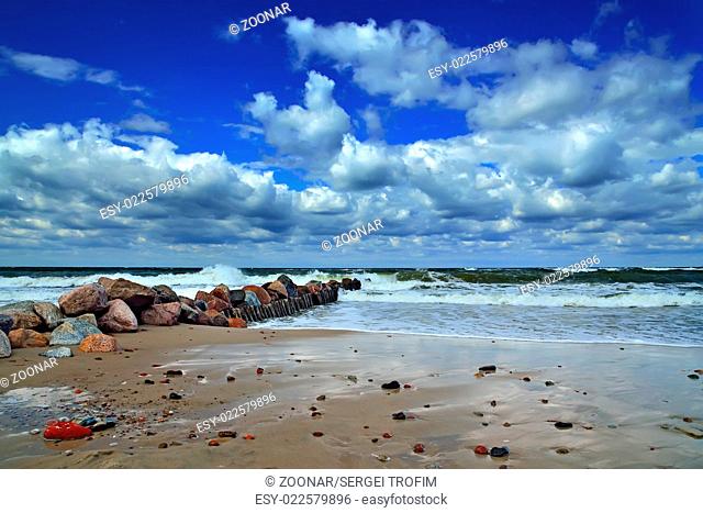 Baltic coast and Cumulus clouds