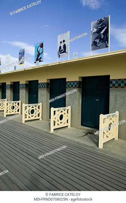 The huts on the path called Les Planches with names of cinema stars