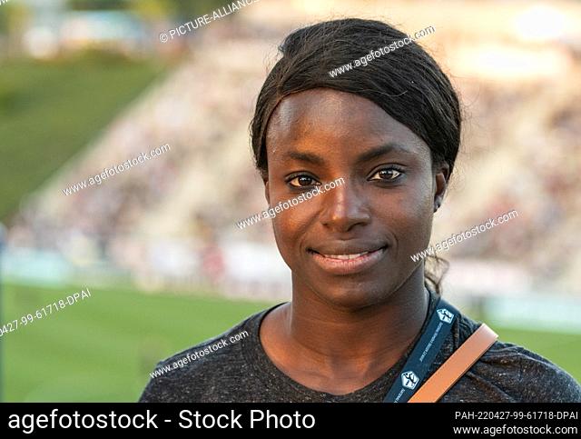 24 April 2022, US, Fullerton: Eniola Aluko, Angels City FC sports director, stands in the stadium stands. Angels City FC's home match against Portland Thorns FC...