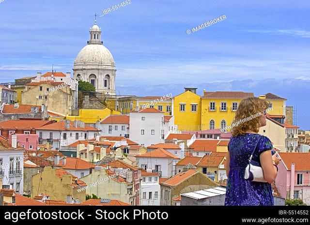 Lisbon, National Pantheon of Santa Engracia from Santa Luzia viewpoint, Alfama district, Portugal, Europe