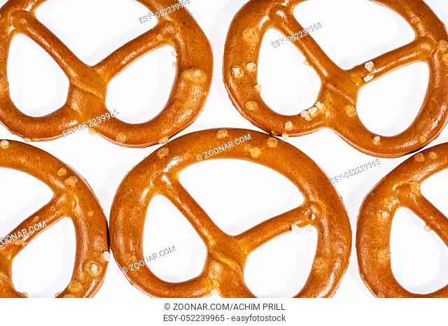closeup of some lye pretzels in light back