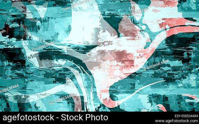 Abstract image with fancy pattern of bright colors in art Nouveau style. Imitation oil painting