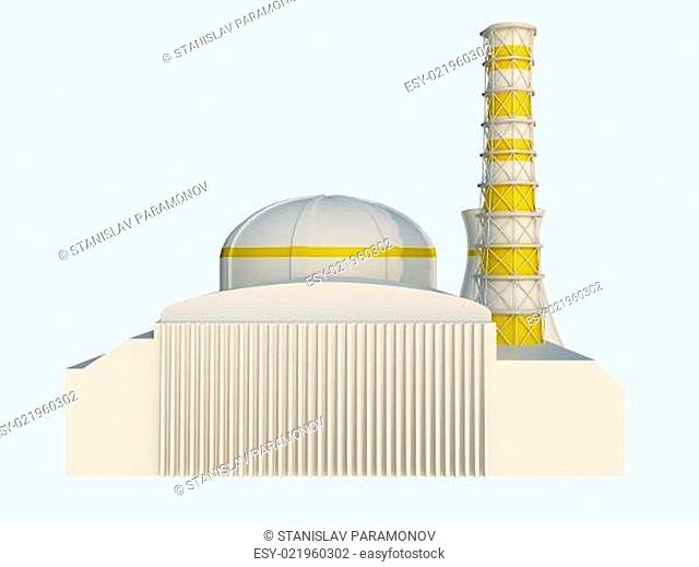 Nuclear power station Isolated on white background