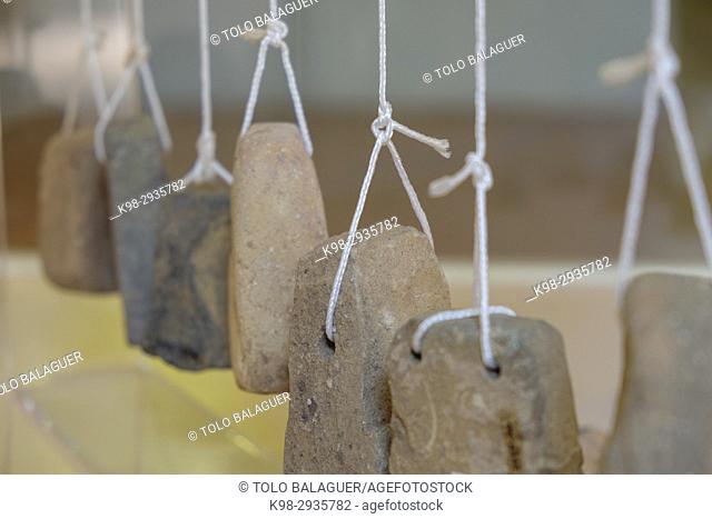 counterweights of a Roman vertical loom, Museu Municipal de Ciutadella. Bastió de sa Font, Ciutadella, Menorca, Balearic Islands, Spain