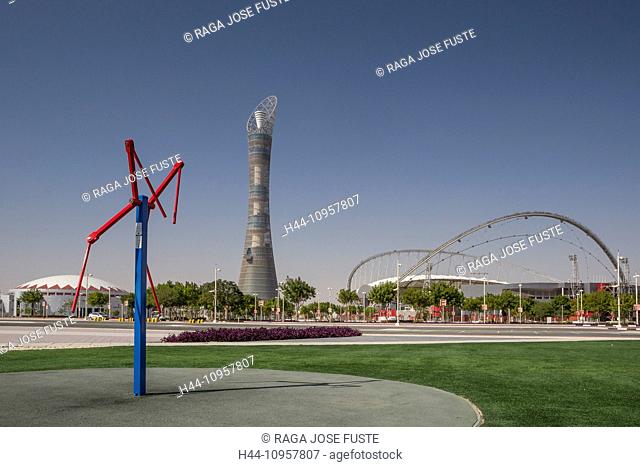 Aspire, Doha, Khalifa, Qatar, Middle East, architecture, city, international, park, sports, stadium, tall, touristic, tower, travel