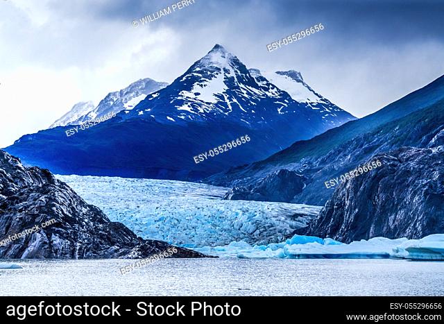 Snow Mountain Grey Glacier Lake Southern Patagonian Ice Field Torres del Paine National Park Patagonia Chile