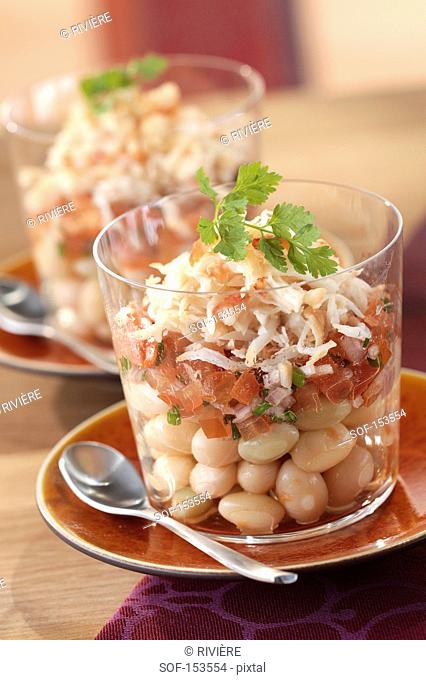 Paimpol haricot bean and crab meat verrine