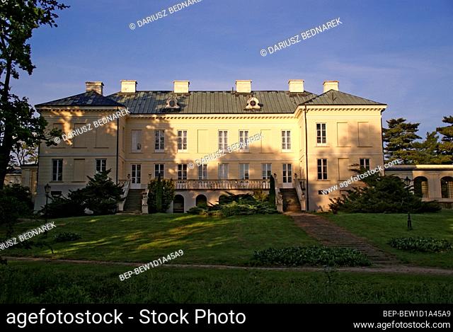 A Baroque-Classicist palace build in 1783 for Walewski`s chamberlain. Walewice, Lodz Voivodeship, Poland