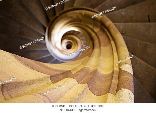 Spiral stairs or corkscrew stairs, made from sandstone, Renaissance building, Sélestat, Alsace, France