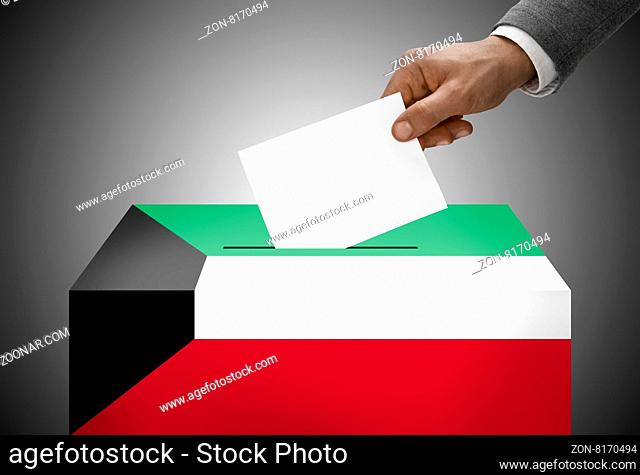 Ballot box painted into national flag colors - Kuwait