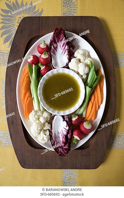 Bagna Cauda, Garlic Anchovy Dip with Raw Vegetables