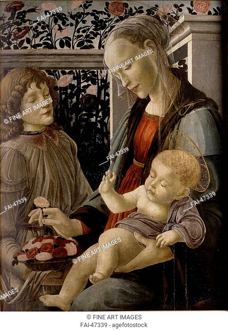 Virgin and Child with Angel by Botticelli, Sandro, (Workshop) /Tempera on panel/Renaissance/15th century/Italy, Florentine School/Musée Condé