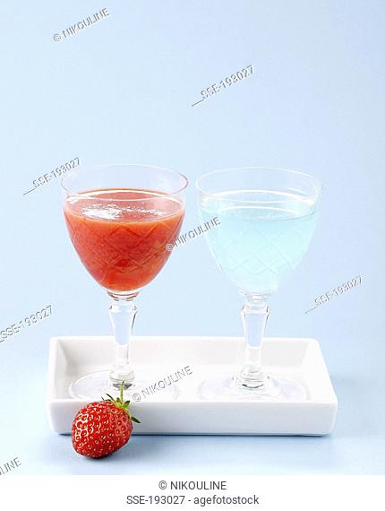 Blue margarita and Strawberry cocktail