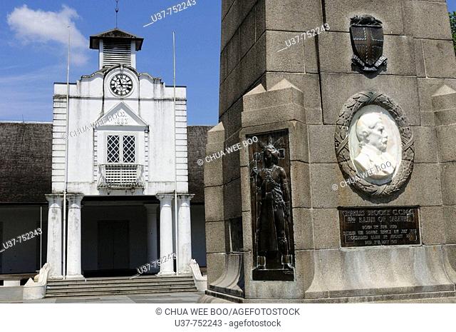 Tower clock and memorial monument at the old former Kuching court house built by Charles Brooke the 2º Rajah of Sarawak in the 18th Century