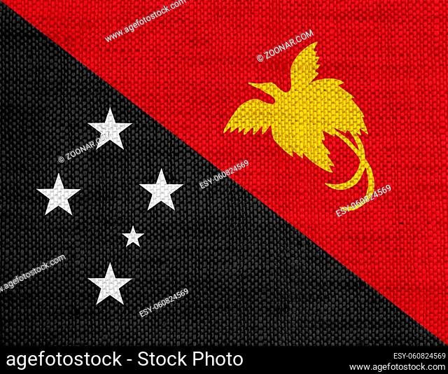 Fahne von Papua Neuguinea auf altem Leinen - Flag of Papua New Guinea on old linen