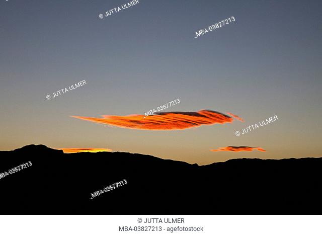 Chile, Valle de la Luna, clouds, sundown