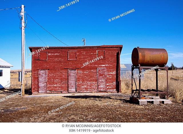 Antique red shed in rural Nebraska, 2/17/2011