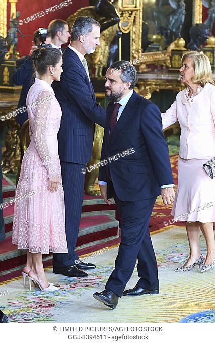 King Felipe VI of Spain, Queen Letizia of Spain attended Reception for The National Day at Royal Palace on October 12, 2019 in Madrid, Spain